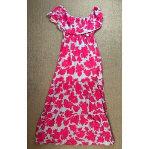 Flying Tomato Maxi Dress Off the Shoulder Tiered Bright Floral Size Small